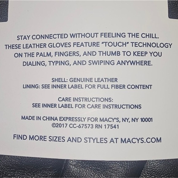 NWT Touchscreen Charter Club Black Lambs Leather Gloves with Stitching Detail - Picture 9 of 12